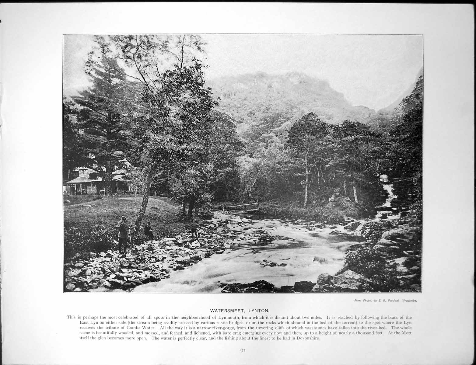 Old Print Watersmeet Lynton Lyn Meets Combe Water Ripon Minster Cathedral 19th