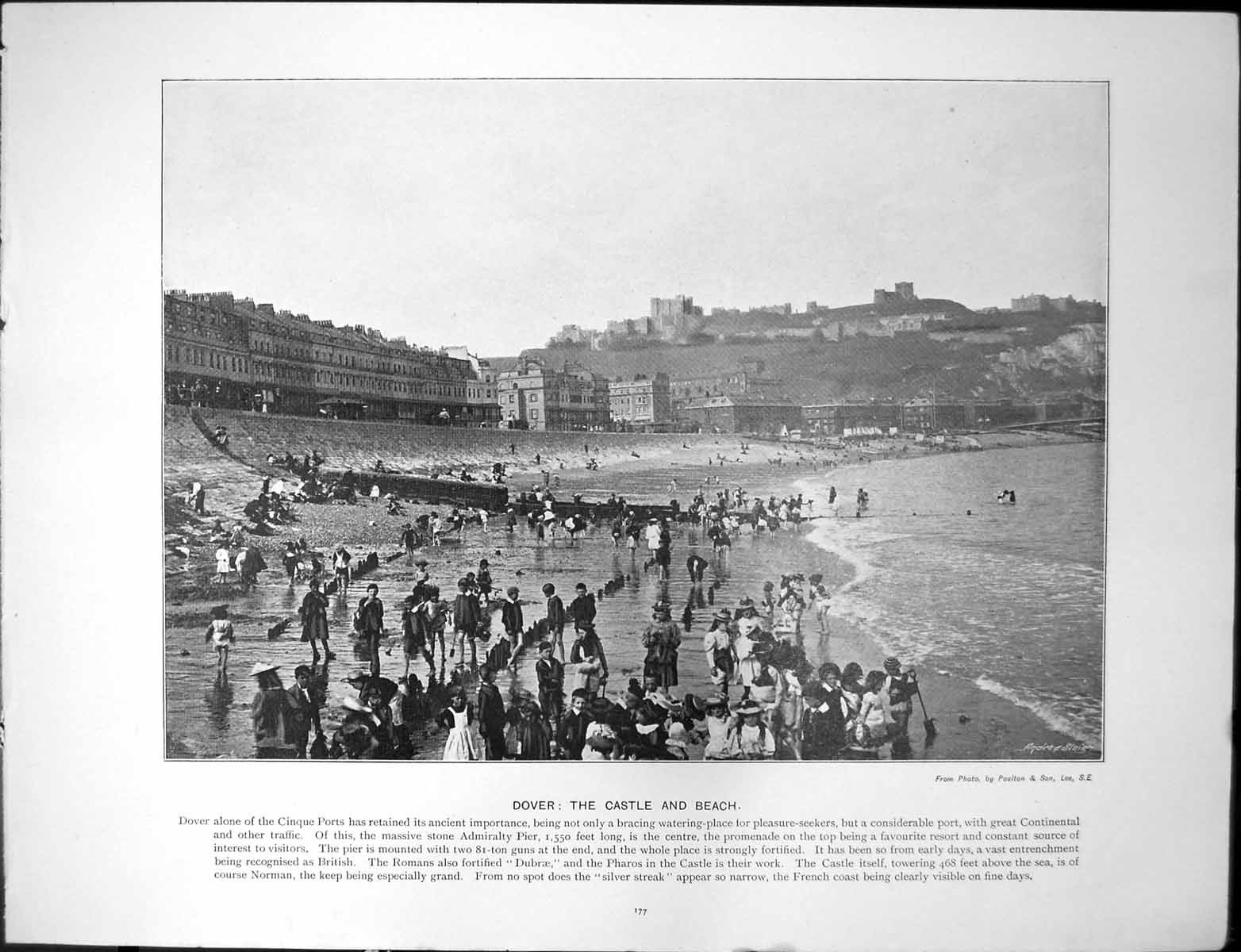Antique Old Print Dover Castle Beach Continental Port Shakespeare Cliff Dover