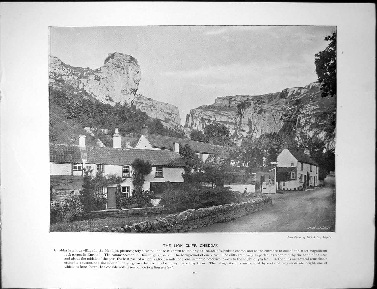 Antique Old Print Lion Cliff Cheddar Mendips Cheese Bristol Coins Canute Port