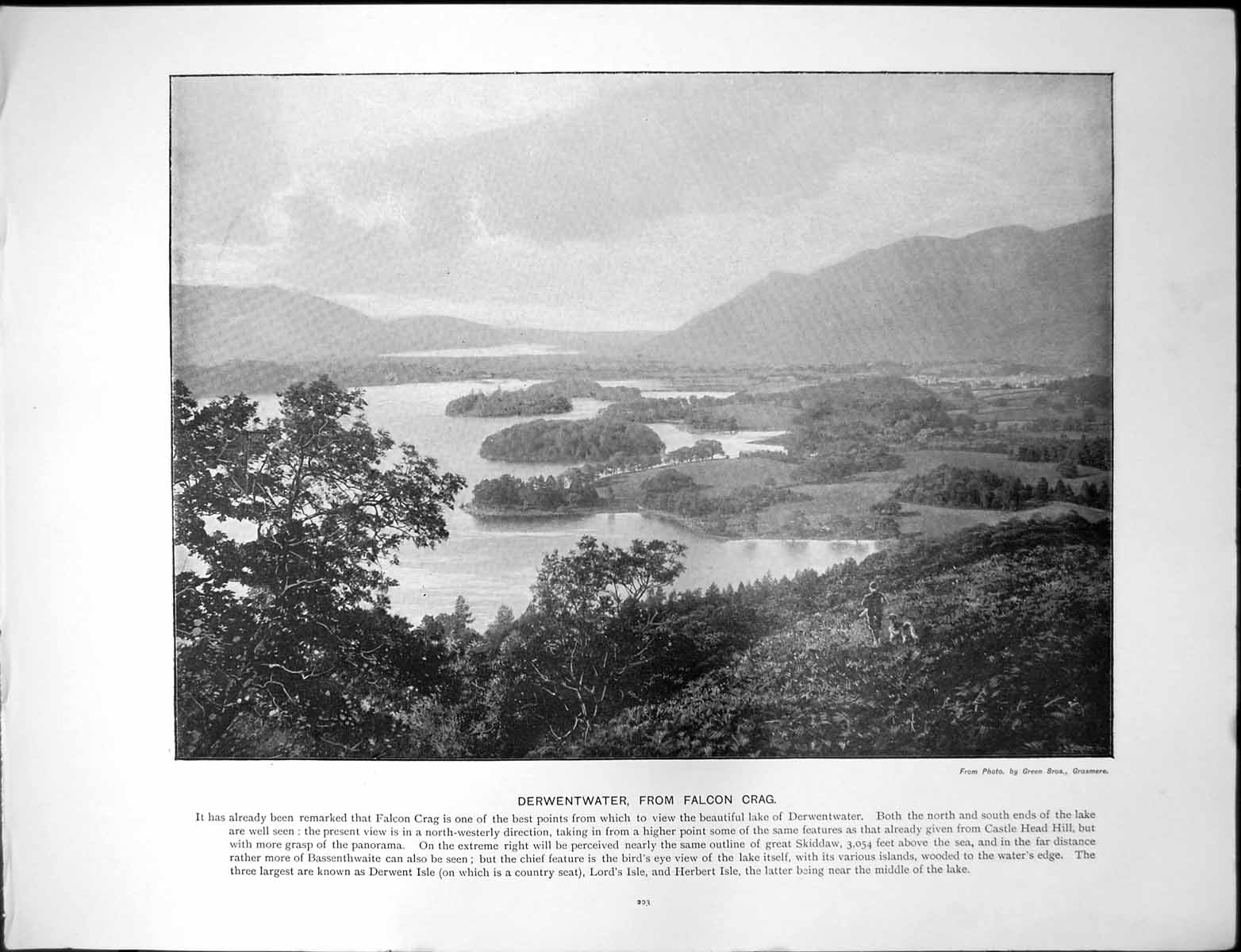 Antique Print Derwentwater From Falcon Crag Great Gable Fell Lake District