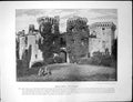 Antique Old Print Raglan Castle Gateway Usk Welsh Border Clacton Beach Resort