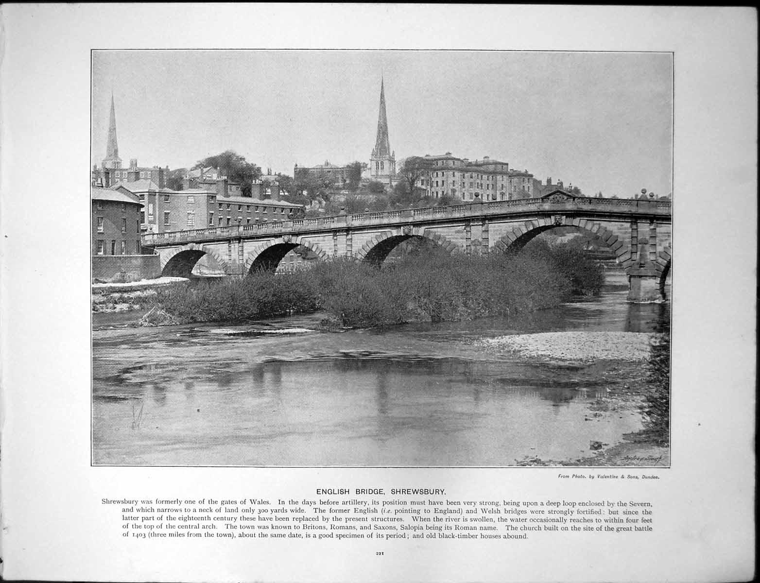 Antique Print English Bridge Shrewsbury Cardiff Castle East Front And Keep