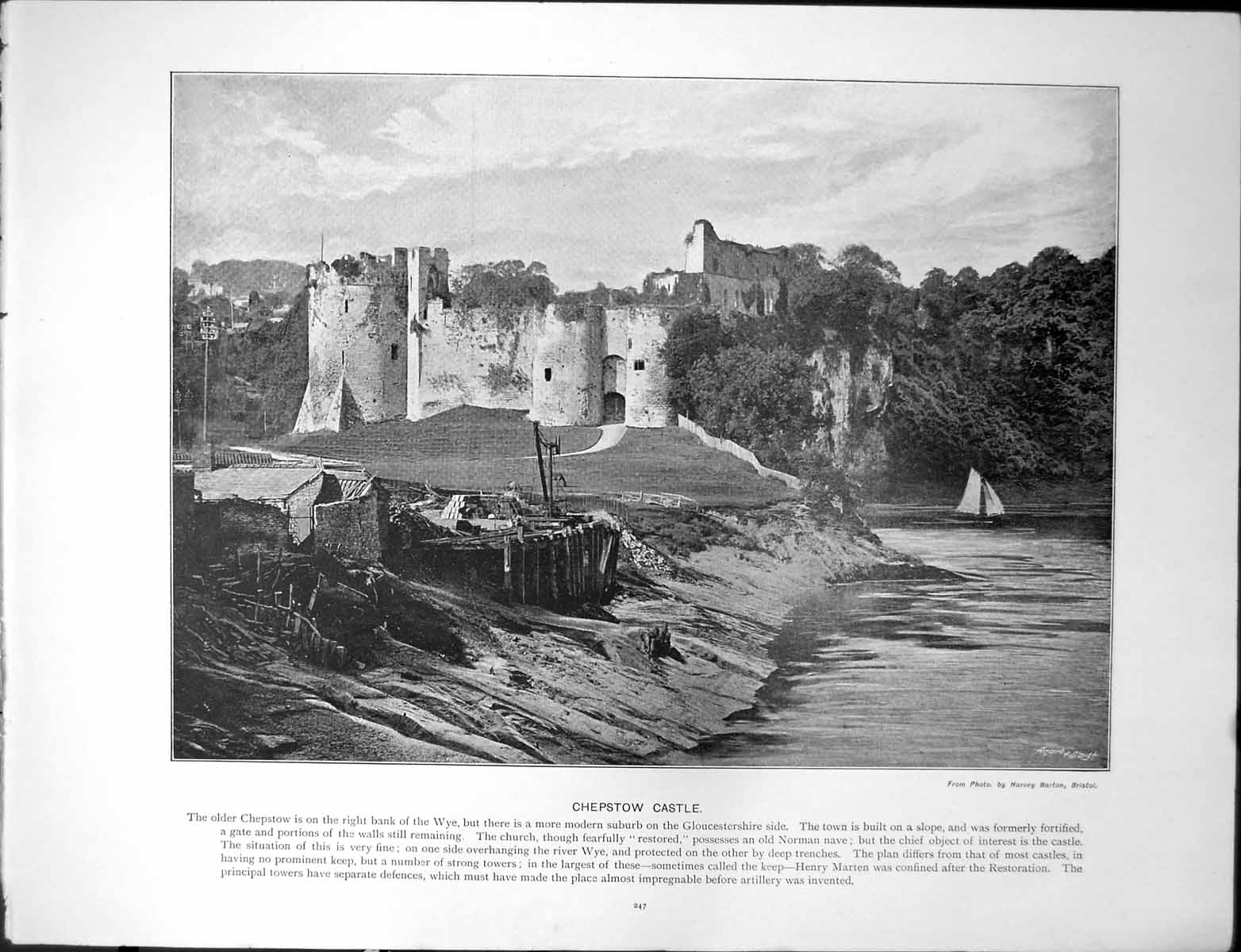Antique Old Print Chepstow Castle Bank Wye Ingleton Yorkshire Valley Greta