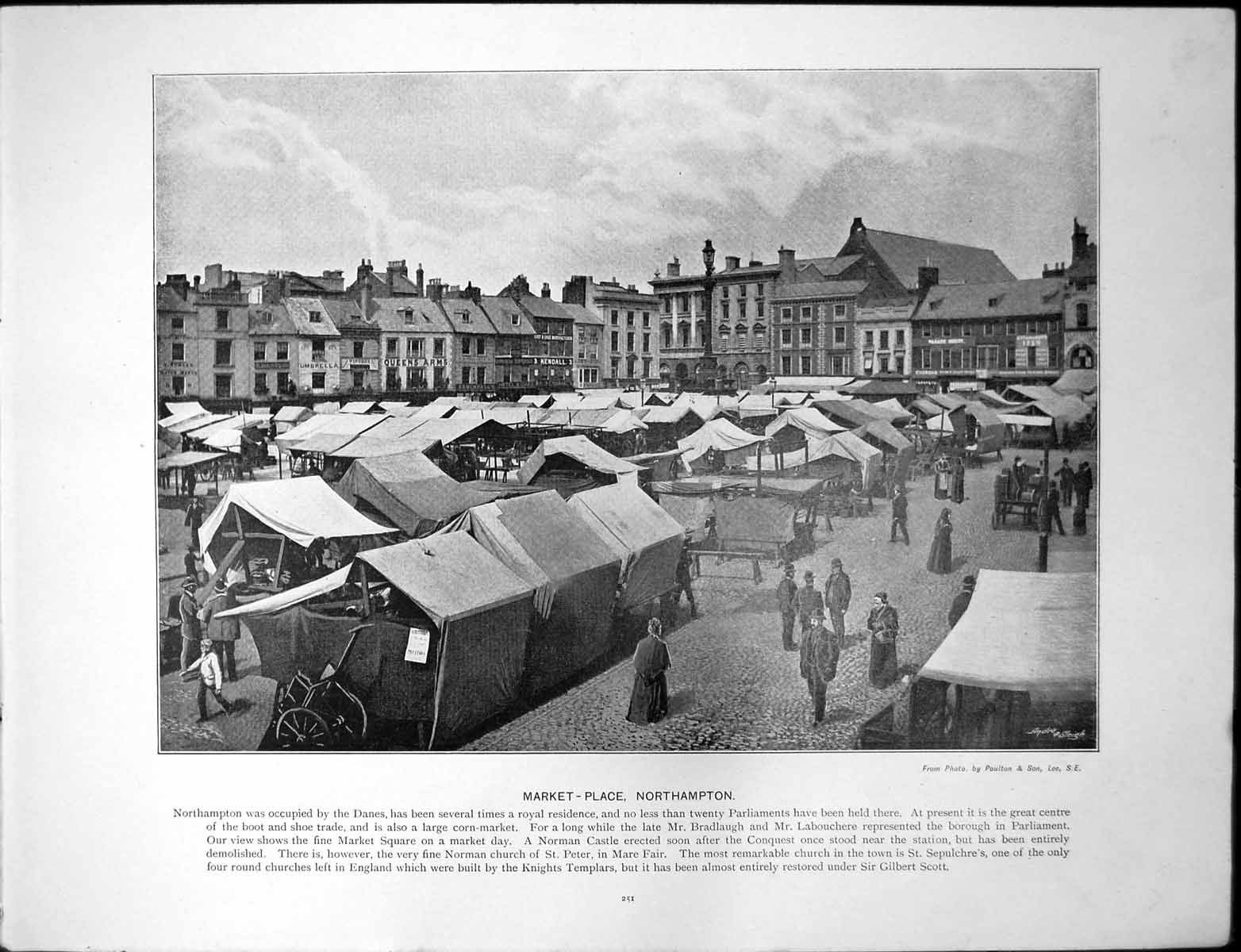 Antique Print Market Place Northampton Corn Boot Trade St Ives Cornwall Bay