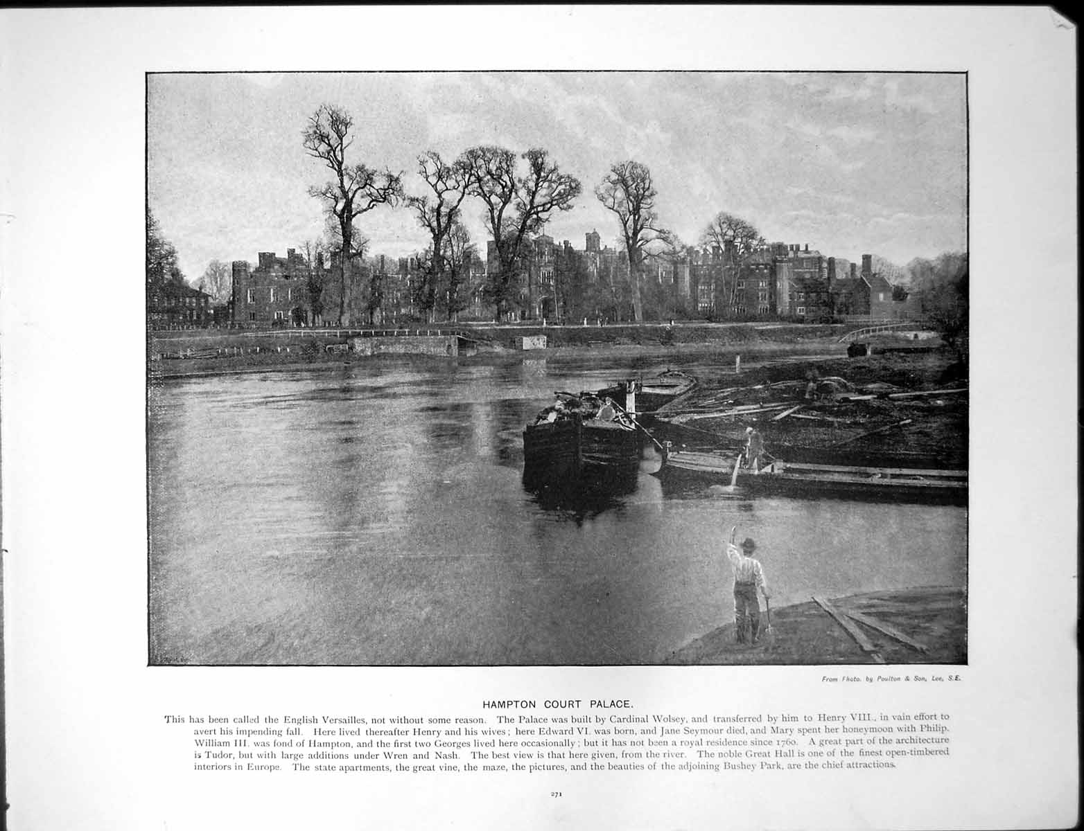 Old Print Hampton Court Palace Cardinal Wolsey Marlborough College Wilts