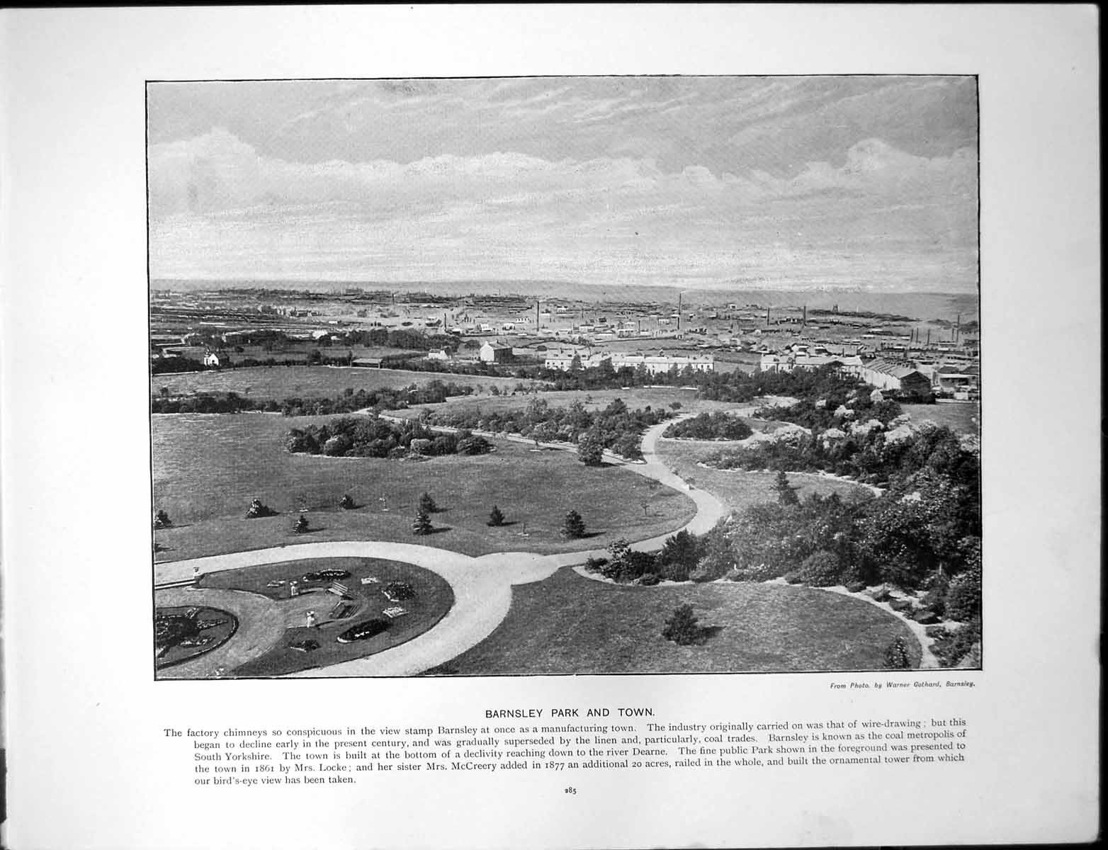 Antique Print Barnsley Park Town Manufacturing Rhaiadr Mawddach North Wales