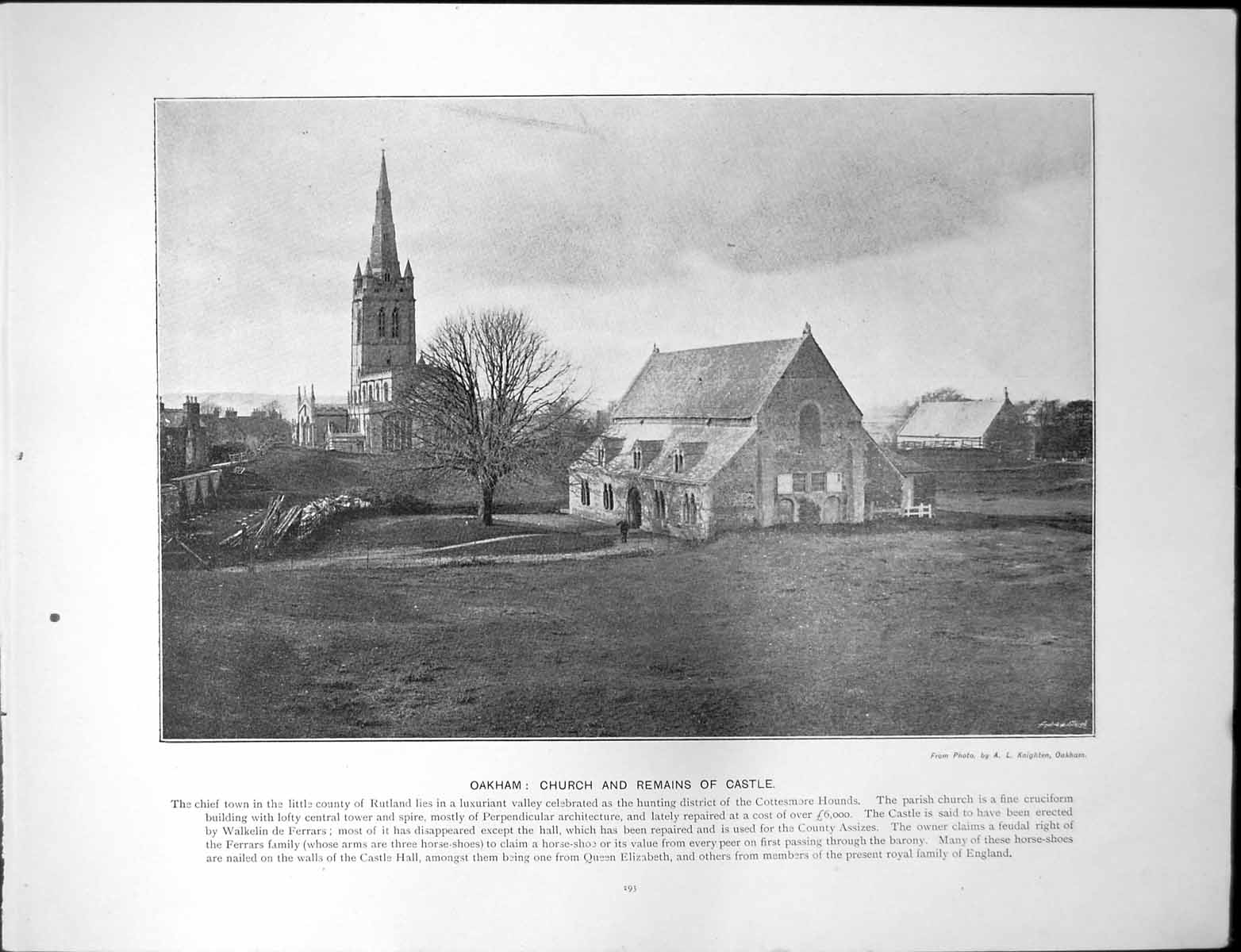 Antique Old Print Oakham Church Remains Castle Cricket Lords Kennington Oval