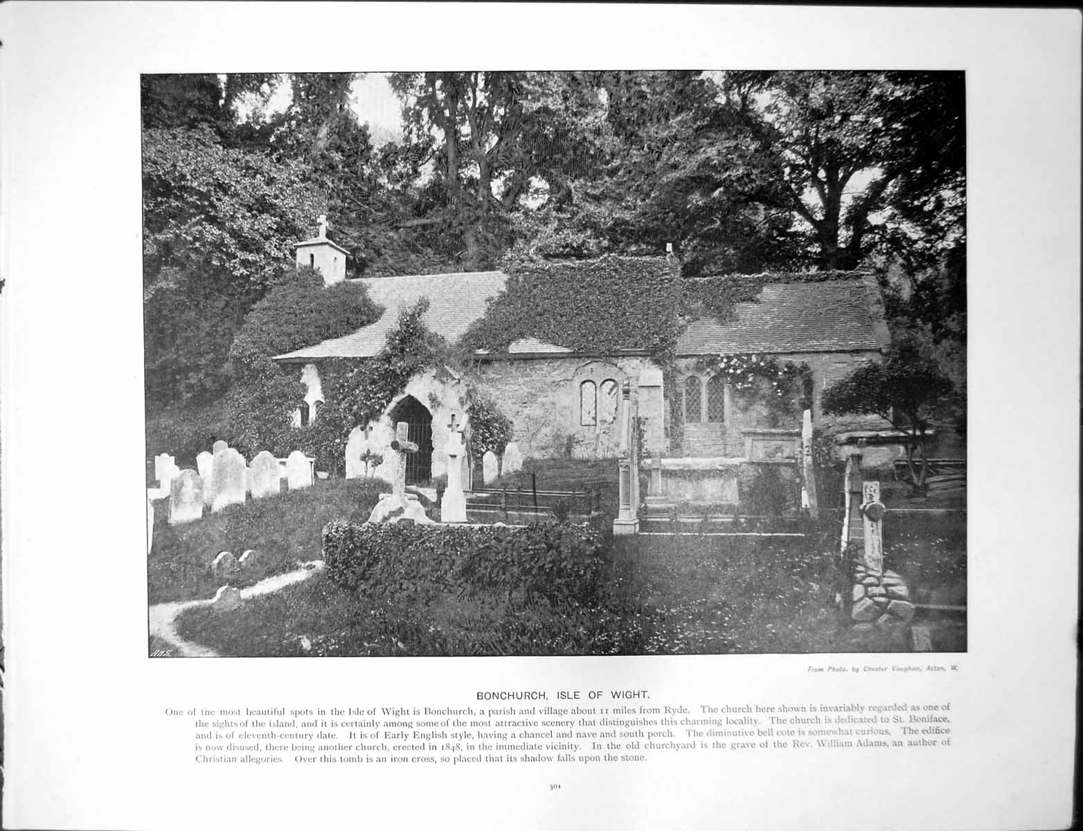 Antique Print Bonchurch Isle Wight Parish Church Bamborough Castle Village