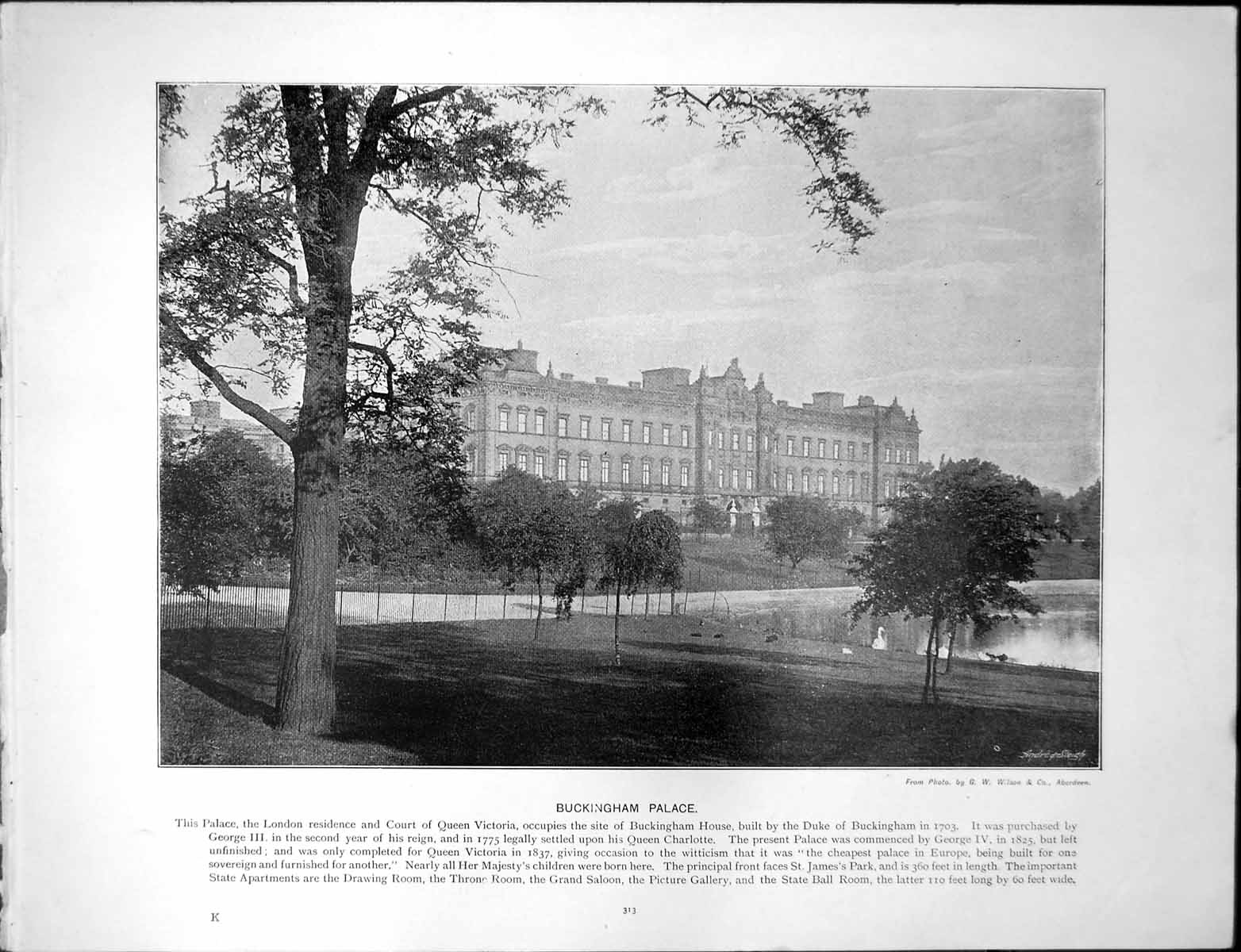 Old Print Buckingham Palace London Residence Queen Victoria Tower Bridge