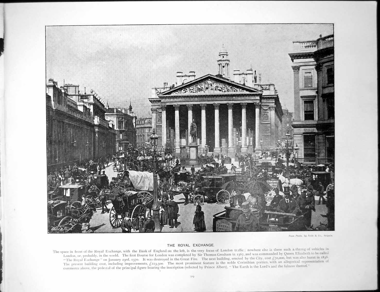 Old Print Royal Exchange London Traffic Bank England Threadneedle Street