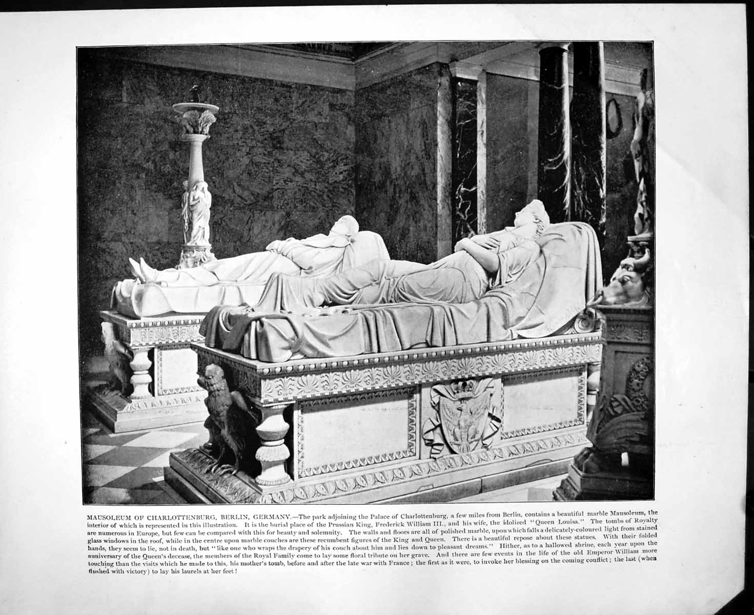 Antique Print Mausoleum Charlottenburg Mer De Glace Switzerland C1893 118RG 19th