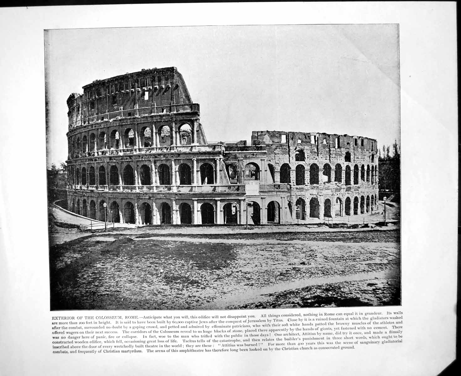 Old Print Exterior Colosseum Rome Panorama Florence Italy Dome C1893 119RG 19th