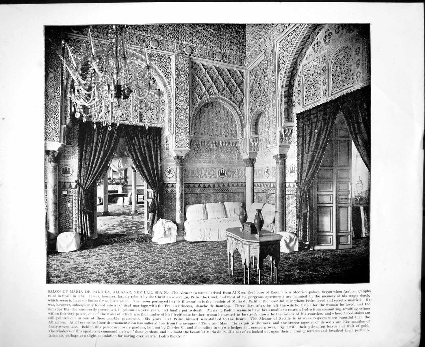 Print Salon Maria De Padilla Alcazar Spain Palace Harem Alexandria C1893 120RG