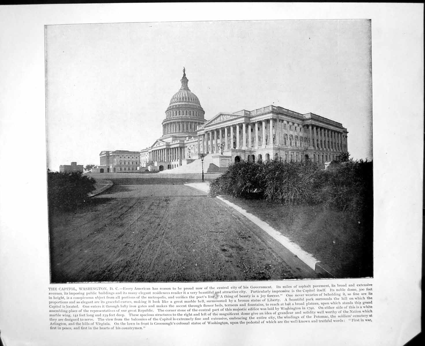 Print Capitol Washington D.C. New York Brooklyn Bridge Sail Ships C1893 122RG