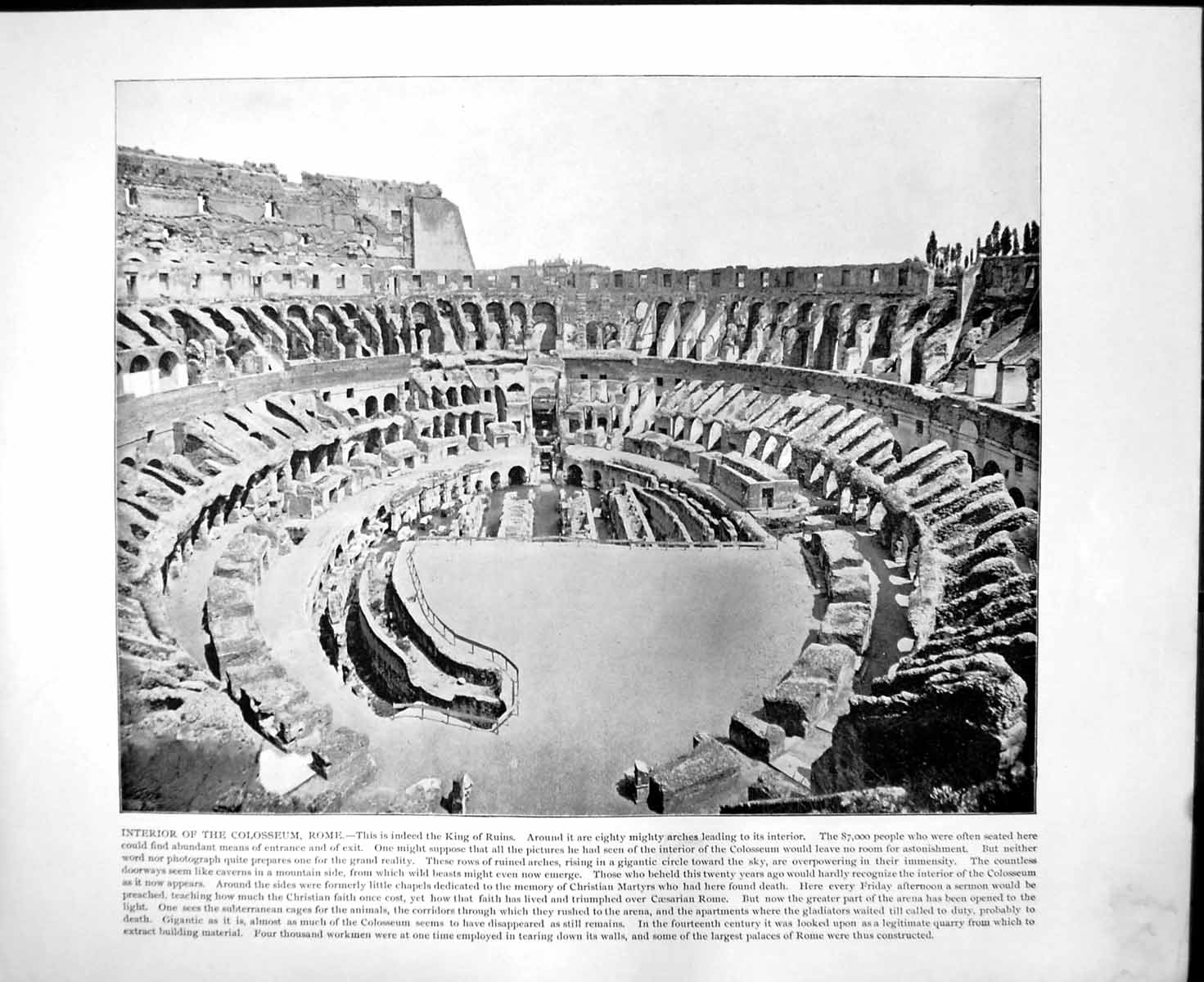 Old Print Interior Colosseum Rome Court Oranges Mosque Cordova Spain C1893 125RG