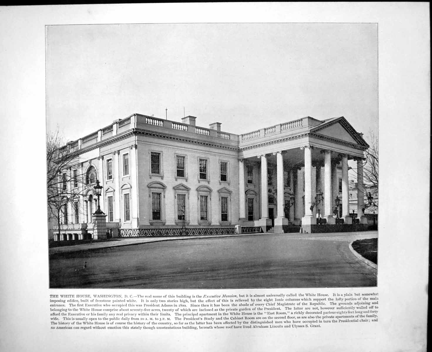 Old Print White House Washinton D.C. Mammoth Hot Springs Yellowstone C1893 129RG
