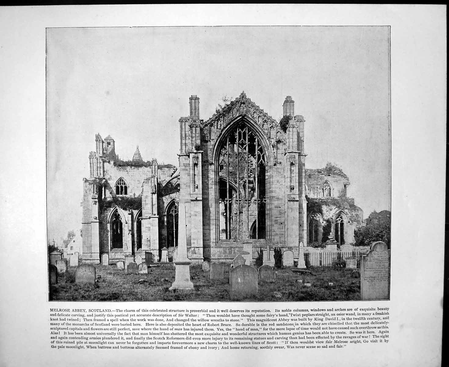 Old Melrose Abbey Scotland Coblentz Rhine Germany Bridge City C1893 139RG 19th