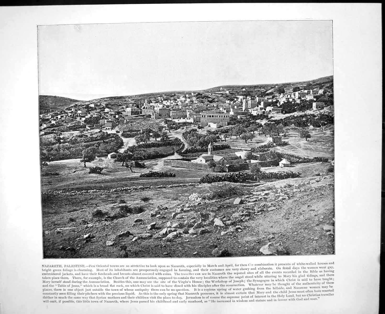 Old Print Nazareth Palestine Town Gate To Lucknow India People C1893 143RG 19th