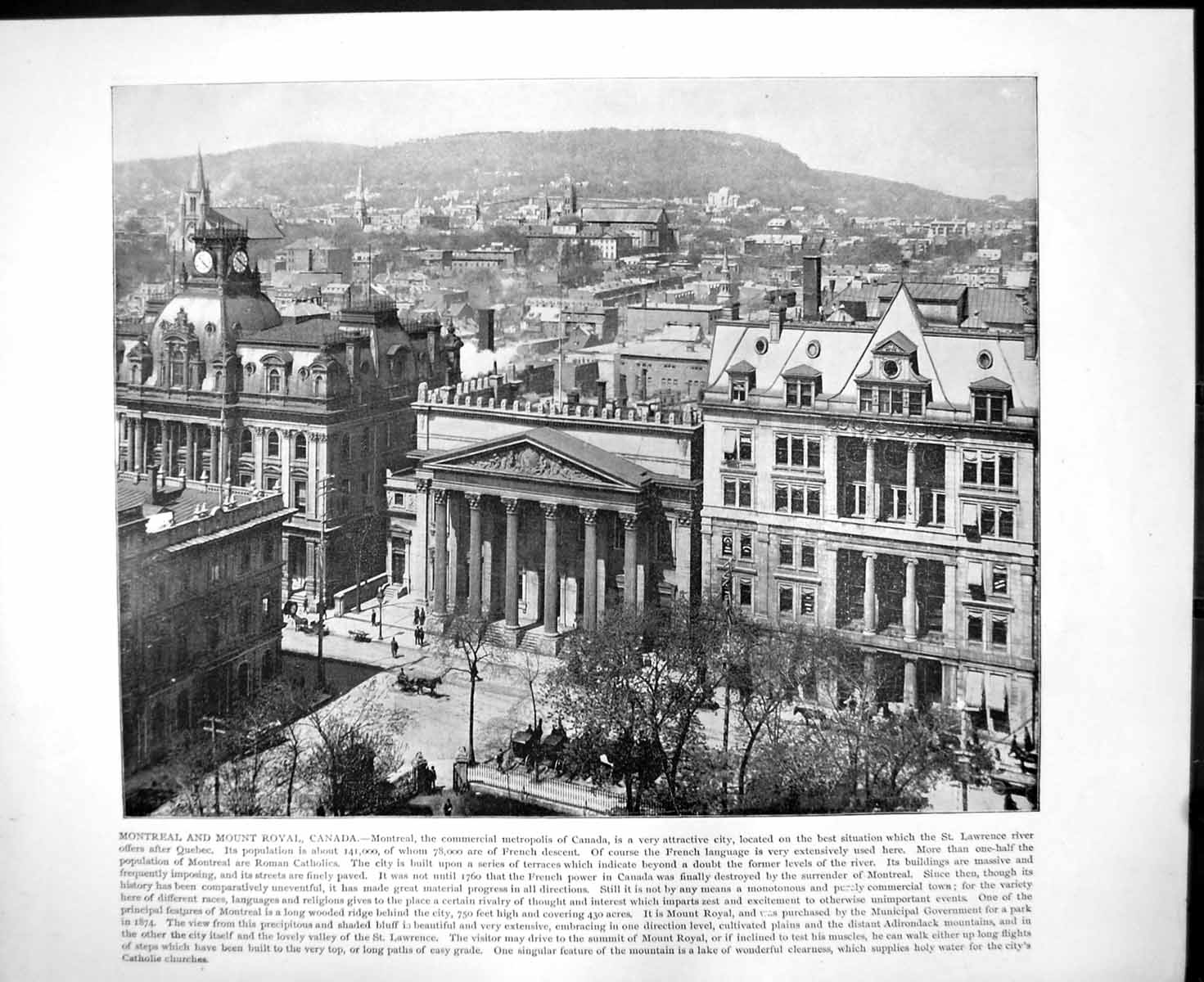 Print Montreal Mount Royal Canada Yosemite Valley California U.S.A. C1893 145RG