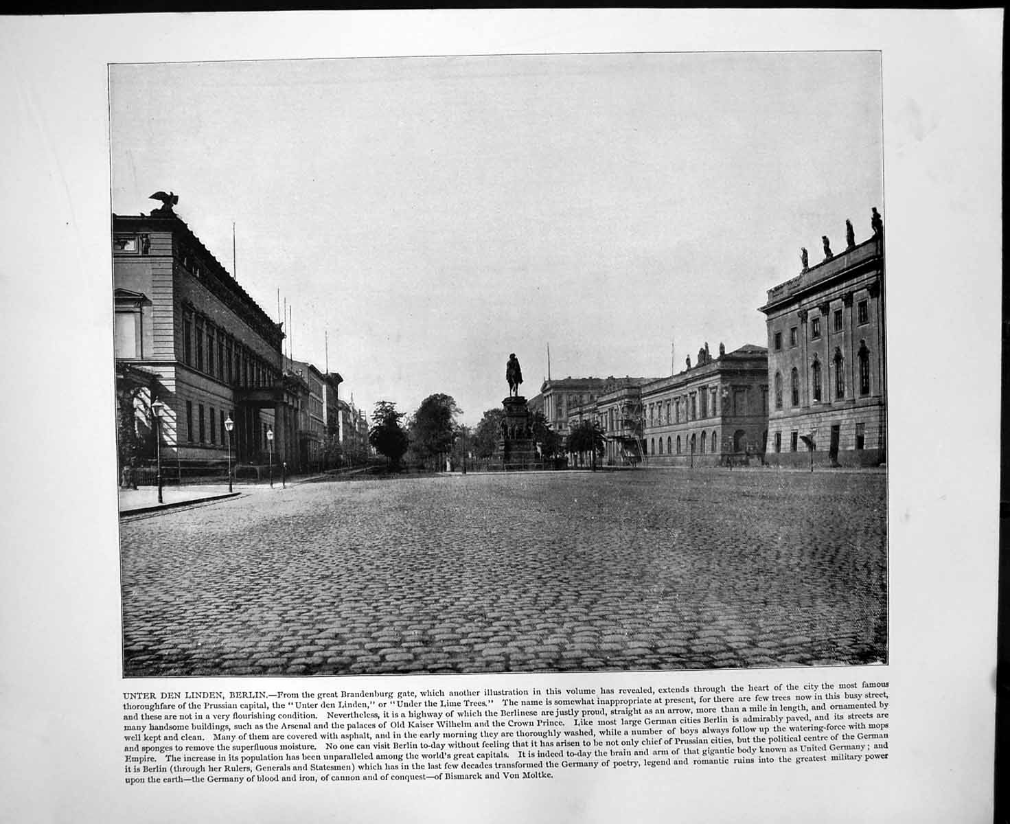 Old Print Unter Den Linden Berlin Quays Antwerp Belgium Boats C1893 166RG 19th