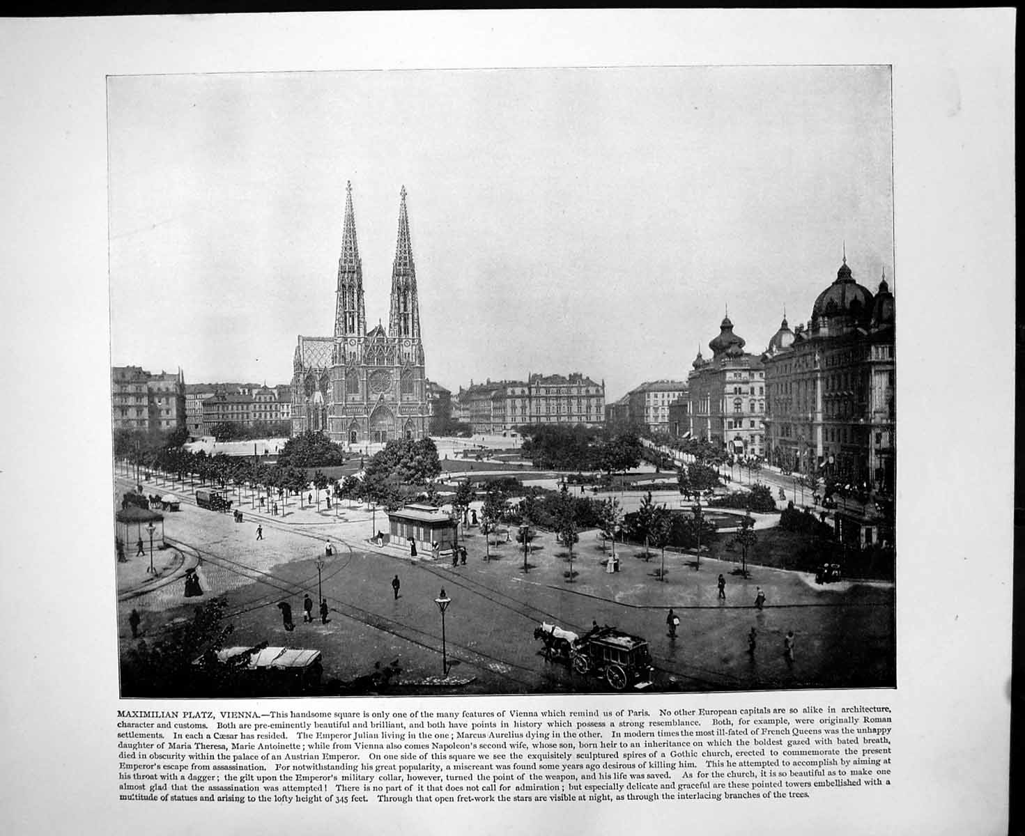 Print Maximilian Platz Vienna Square Loggia Florence Marble Portico C1893 168RG