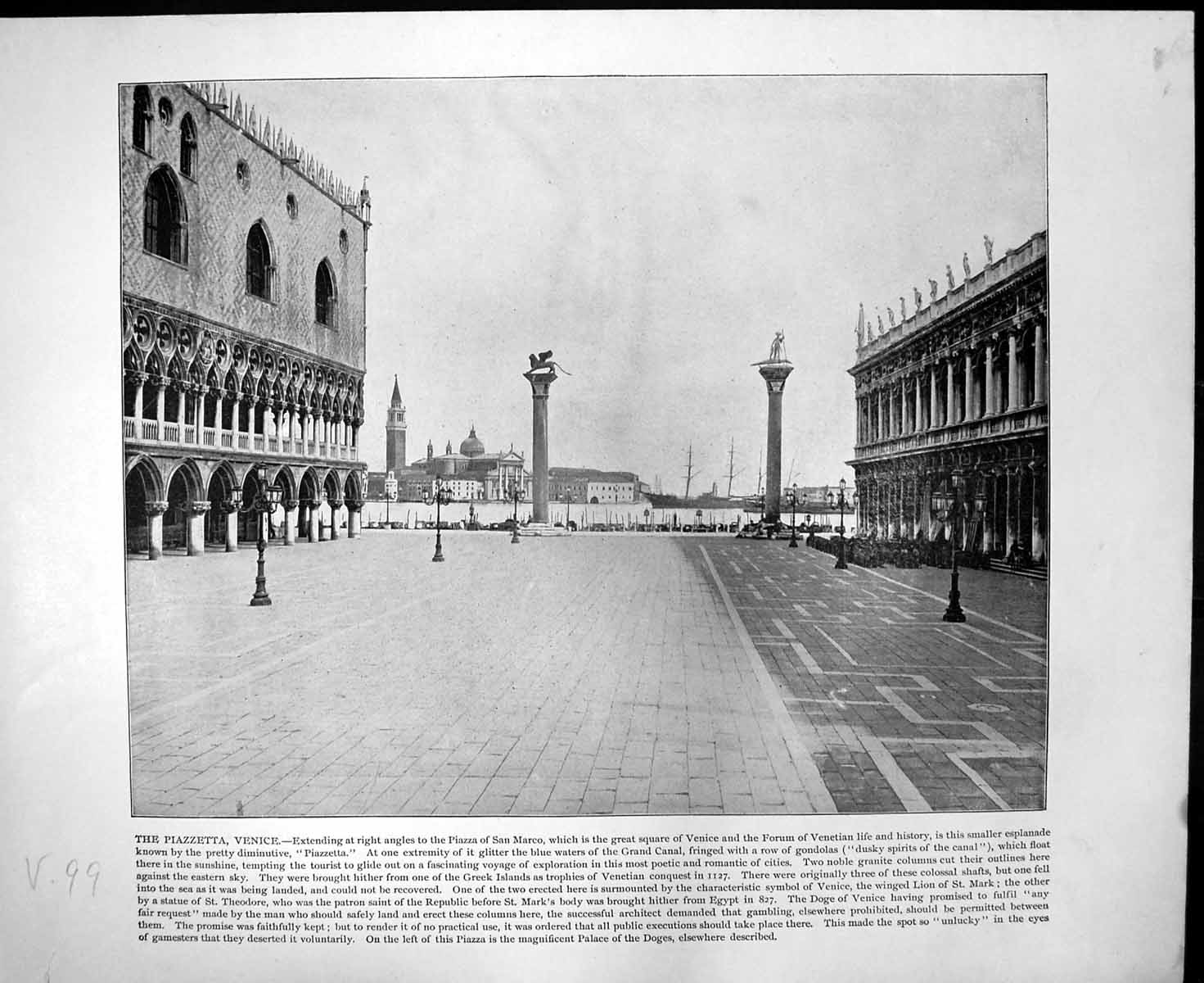 Print Piazzetta Venice Esplanade Palermo Monte Pellegrino Siciliy C1893 173RG