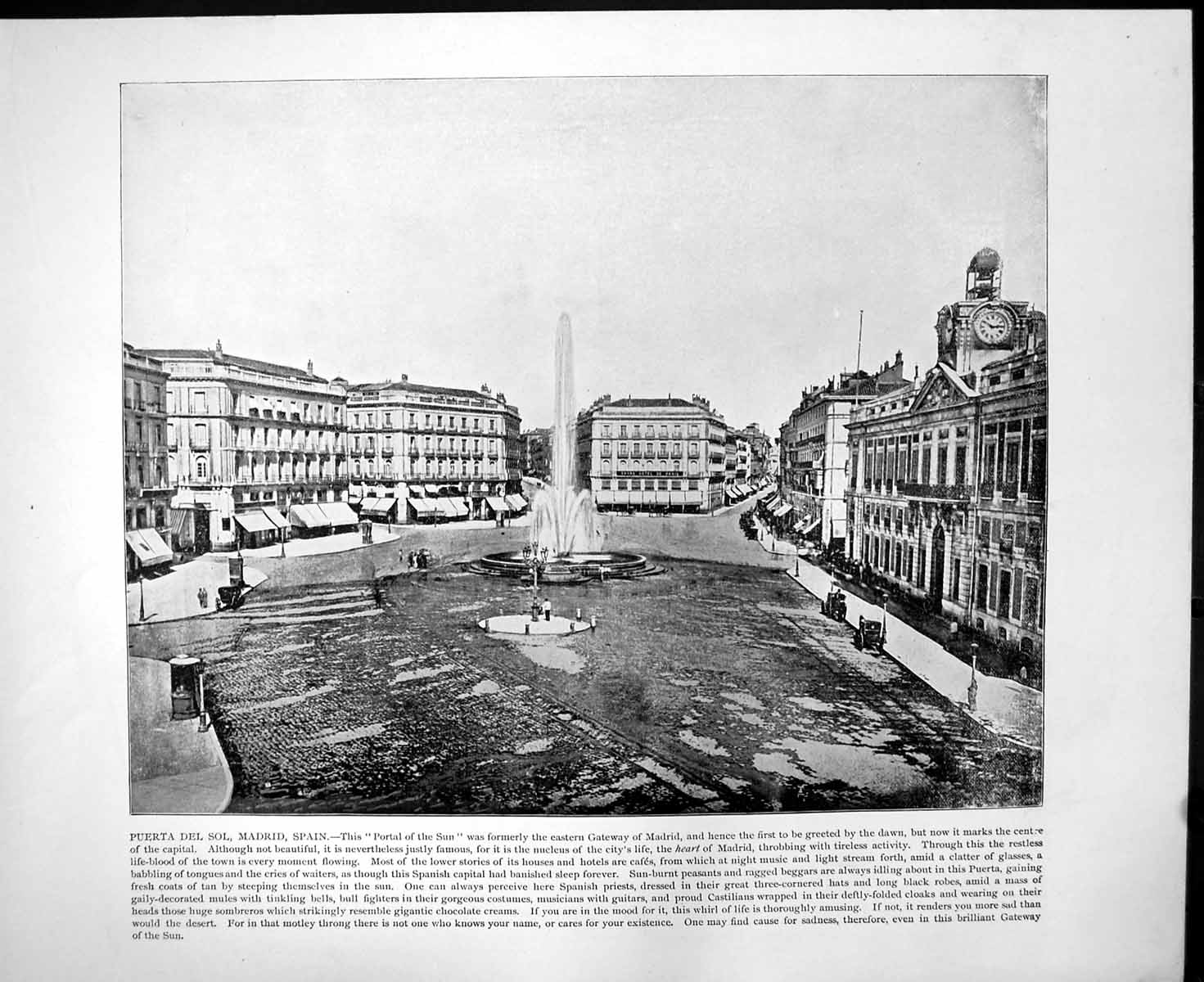Old Puerto Del Sol Madrid Spain Fountain Oporto Portugal City C1893 174RG 19th