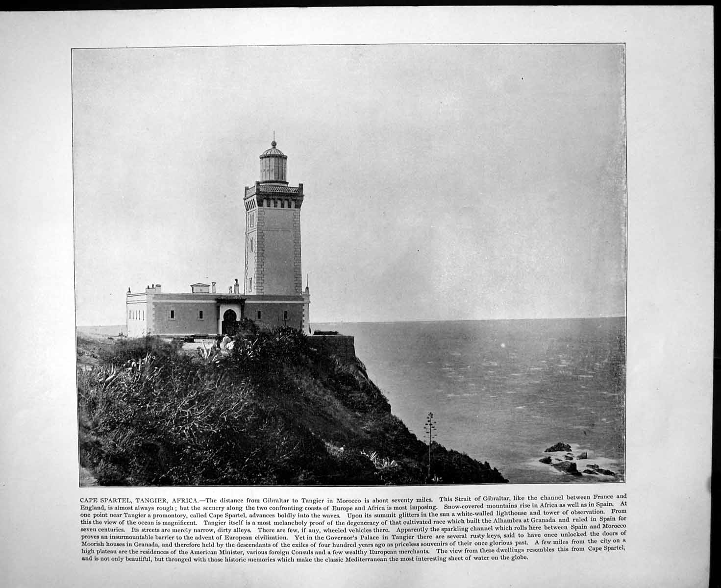 Old Print Cape Spartel Tangier Africa Lighthouse Bethlehem Palestine C1893 176RG