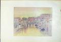 Original Old Antique Print Edam Holland Boats Canal