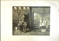 Antique Print Provincial Interior France Man Fireside Plates Pictures Wall