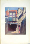 Original Old Antique Print Rouen Normandy House Garage