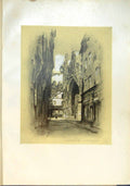 Original Old Antique Print Cathedral Lillebonne Normandy