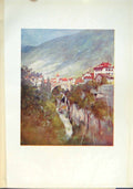 Original Old Antique Print Goeschenen Switzerland Town Valley Bridge River