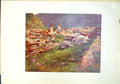 Old Antique Print Goeschenen Switzerland Town Valley Church Chalet Homes