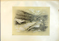 Original Old Antique Print Mountain Torrent Switzerland River Bridge