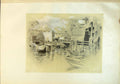 Original Old Antique Print Canton River Bridge Boats Buildings