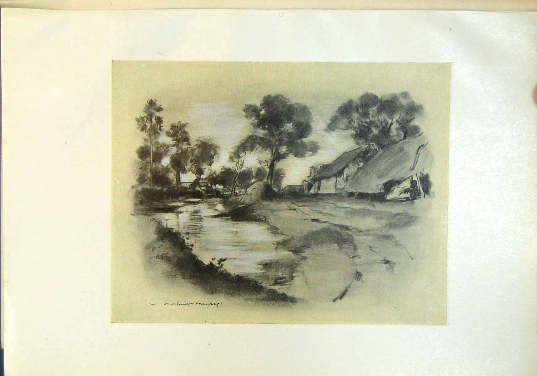 Original Old Antique Print On Road To Mandalay Burma River Trees