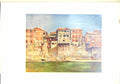 Original Old Antique Print Srinagar Cashmere Houses Edge River