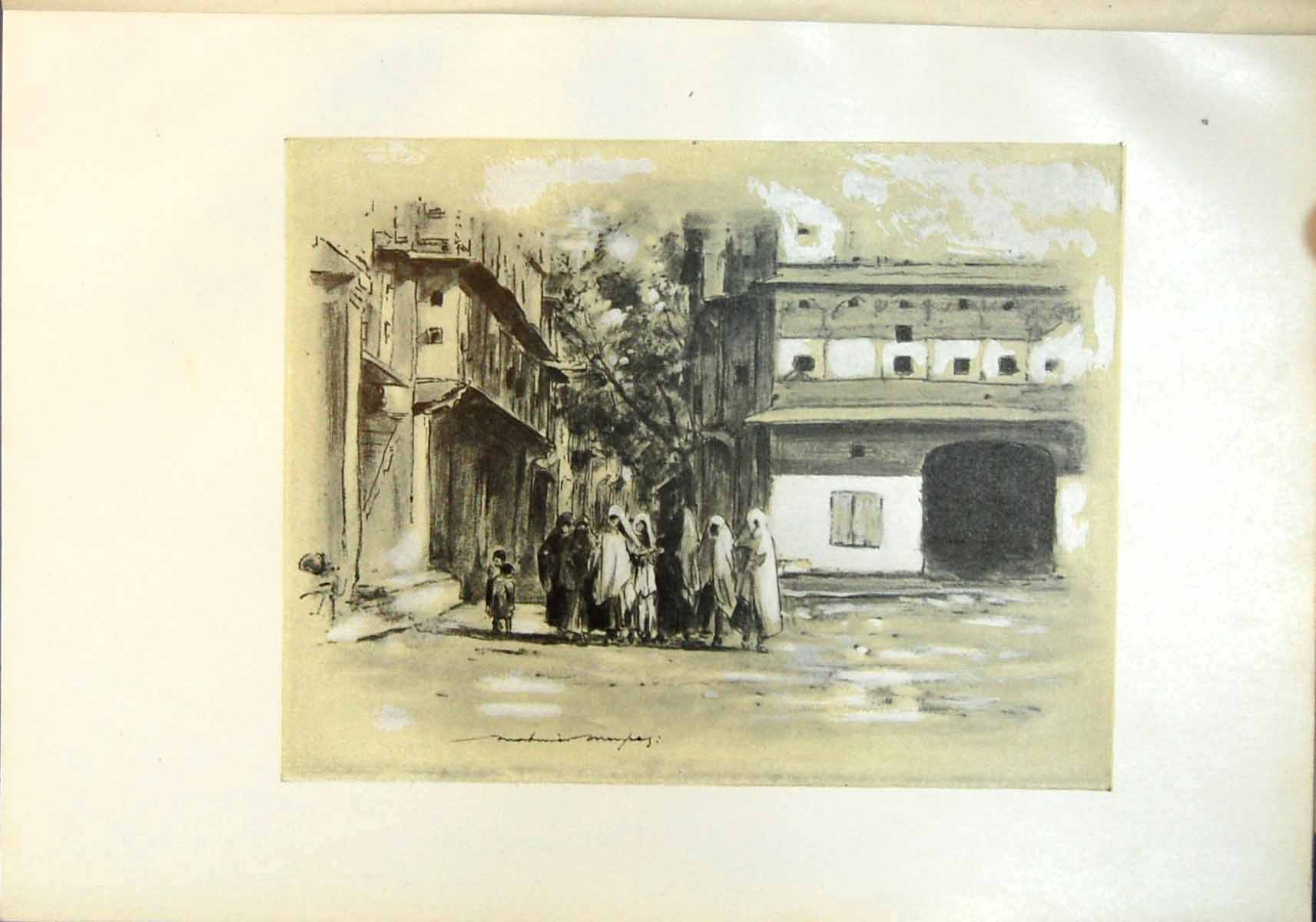 Original Old Antique Print Moslem Women India