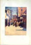 Original Old Antique Print Cairo Egypt Street Scene Mules
