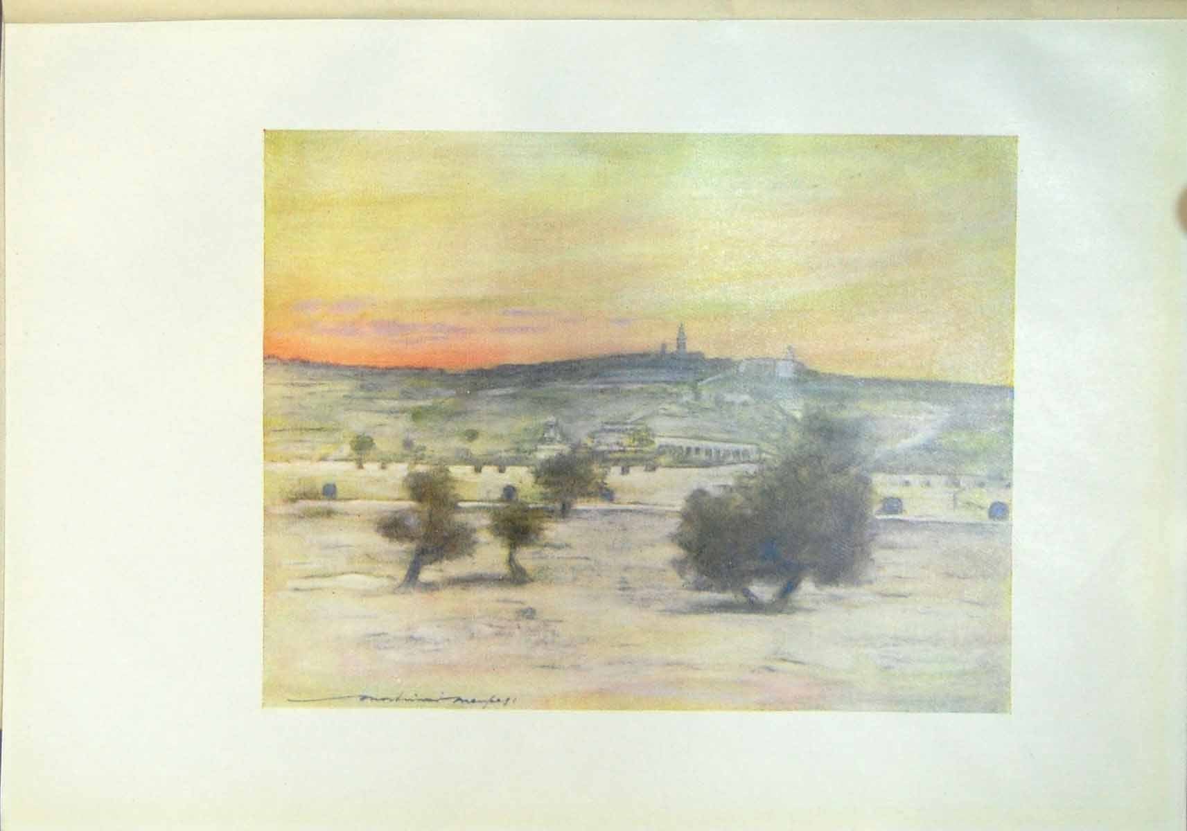 Original Old Antique Print Jerusalem Palestine