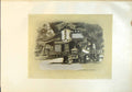 Old Antique Print Kioto Japan Large Building People Outside Sedan Chair