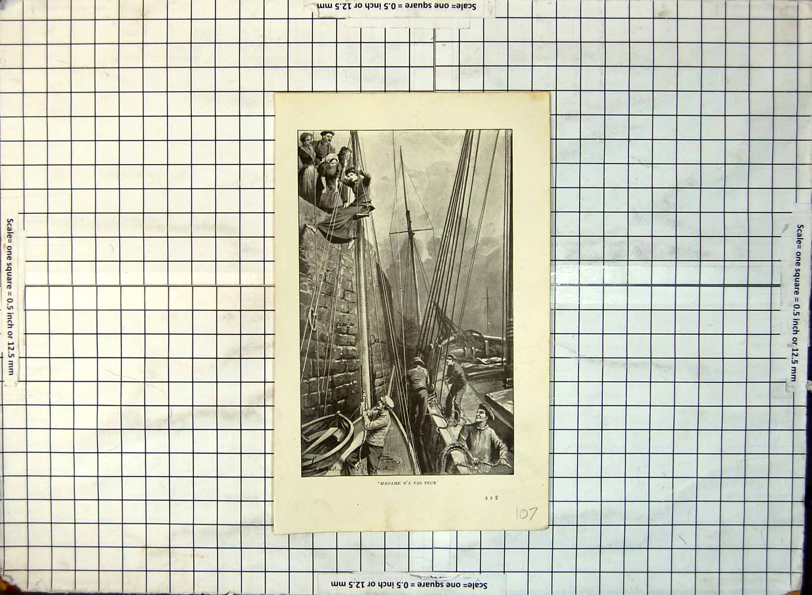 Old Madame N'A Pas Peur Lady Not Afraid Descending Ropes Boat 1898 107G 19th
