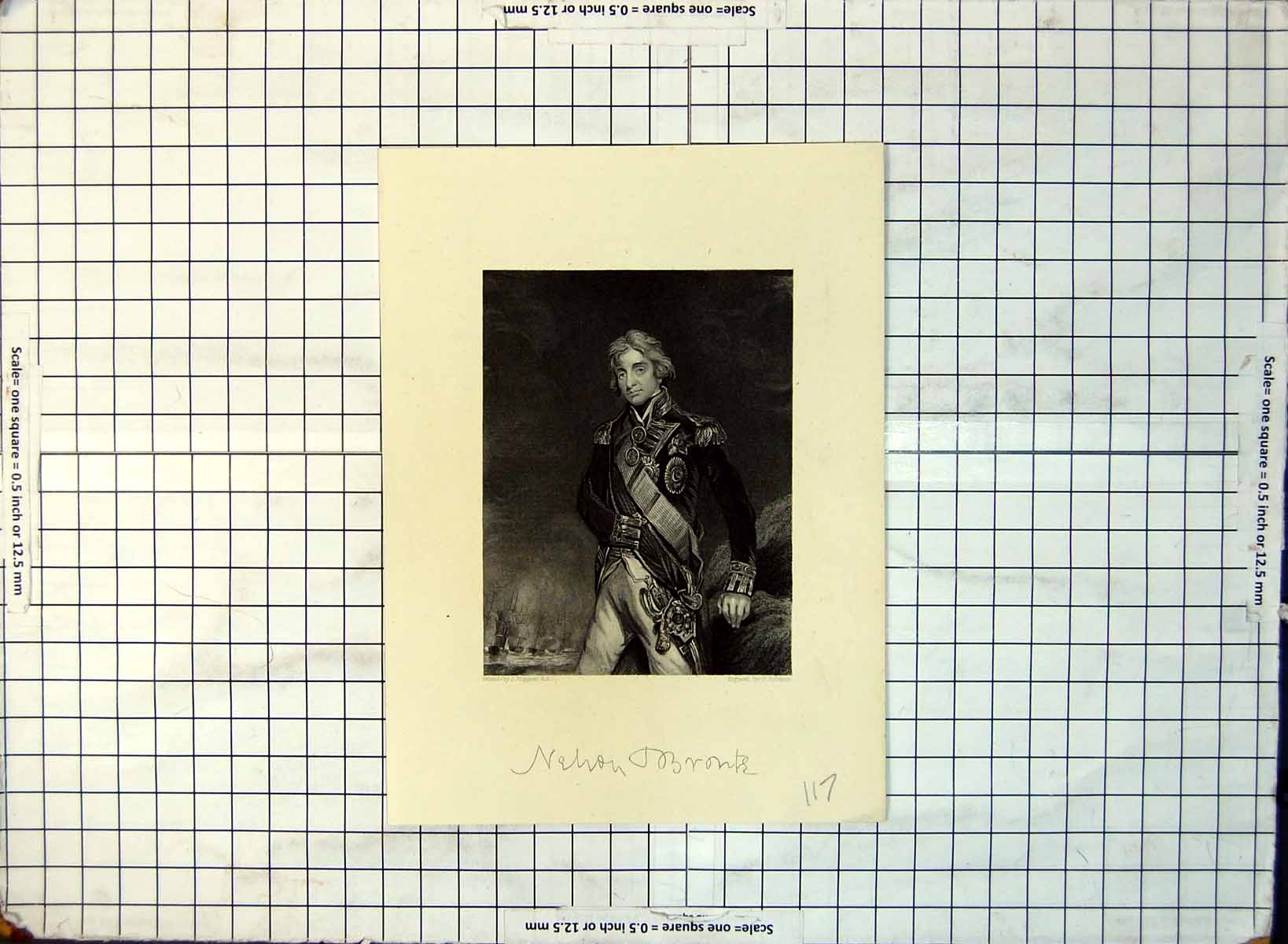 Old Nelson Portrait Standing Lost Arm Rock Side Ships Beyond Sword 117G