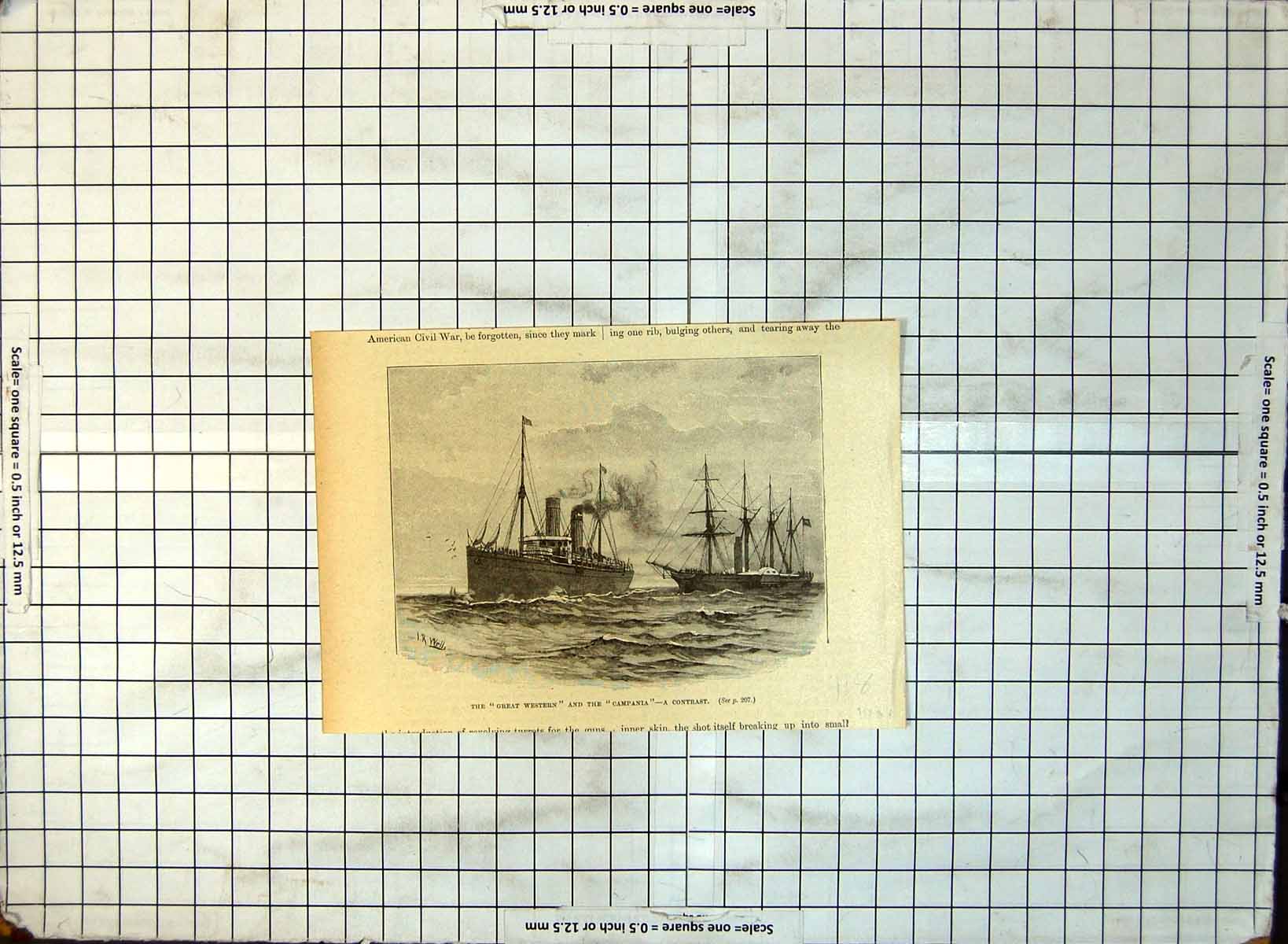 Old Great Western And Campania Contrast War Ships Steam Sail 1901 118G Victorian