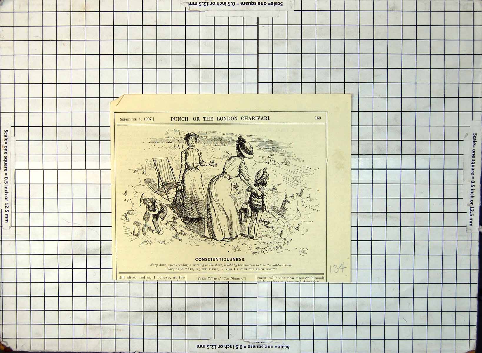 Old Mistress Asks Maid Take Children Home Beach Sand Castles 1907 134G 20th