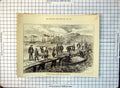 Old Sketch Iceland Landing Dried Cod Reykjavik Slatted Wood 1875 151G Victorian