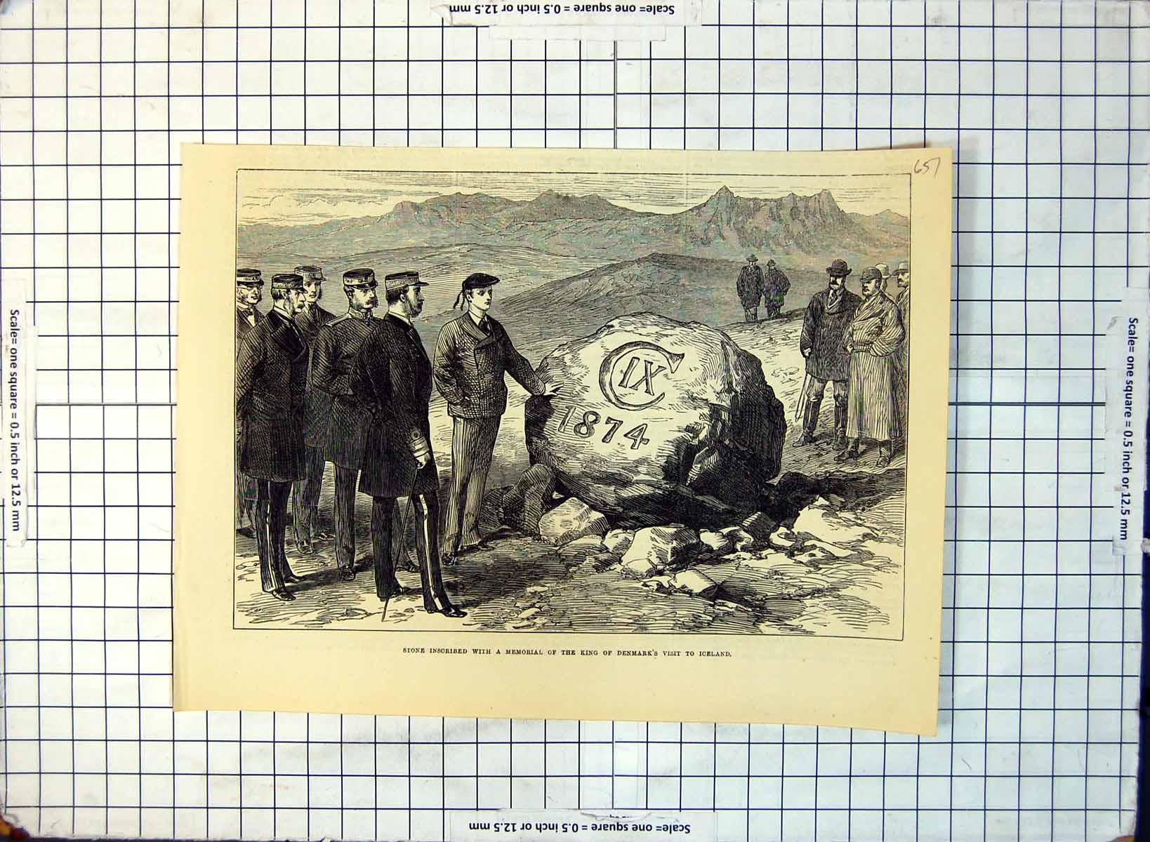 Old Stone Inscribed Memorial King Denmark'S Visit Iceland C1870'S 152G Victorian