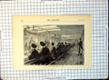 Old Print Chief Saloon Steamship Queen The Thames People Seated 1870 166G 19th