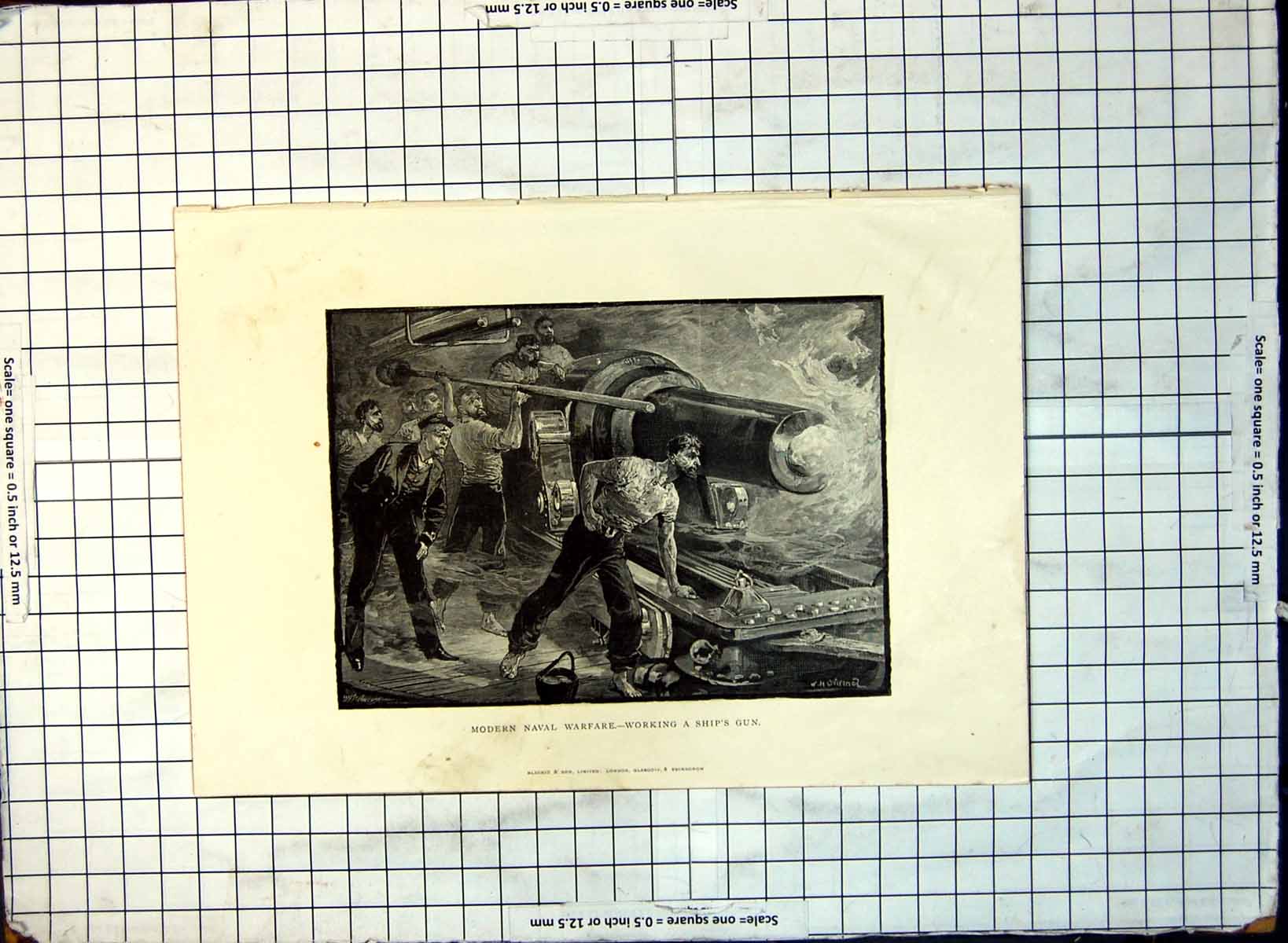 Old Modern Naval Warfare Working Ship'S Gun Looking See Damage C1888 171G 19th